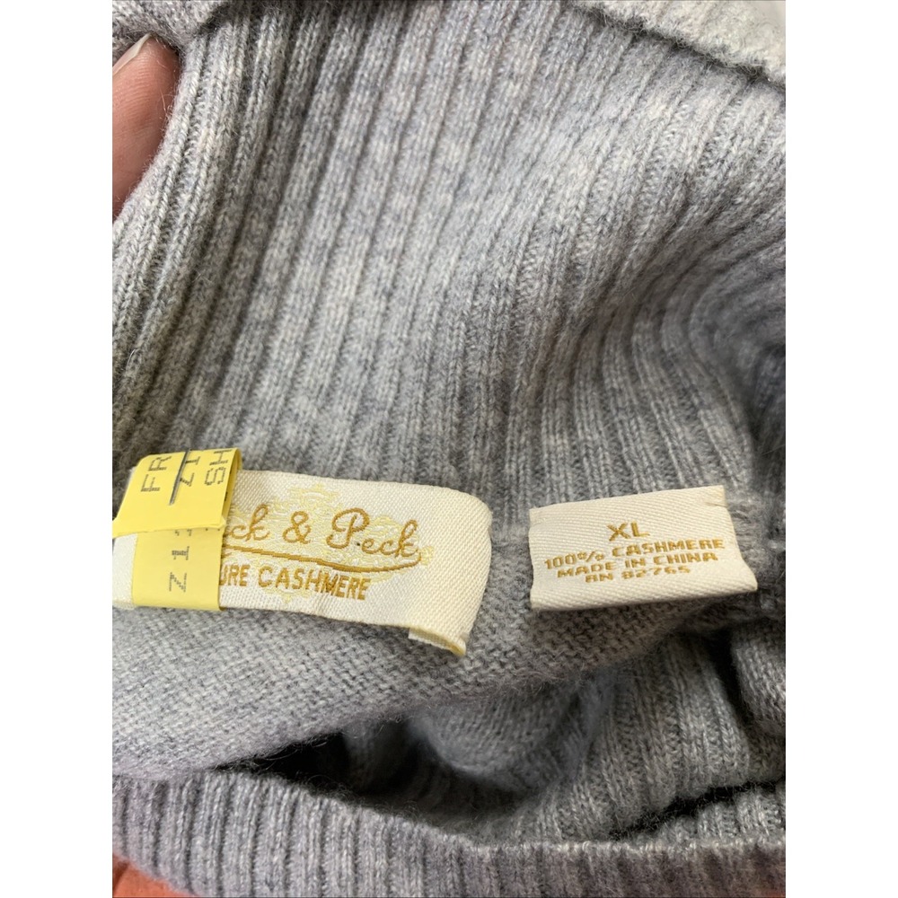 Peck & Peck Women's XL Cashmere Turtleneck Gray Long Sleeve Sweater Luxury Luxe - Picture 3 of 7